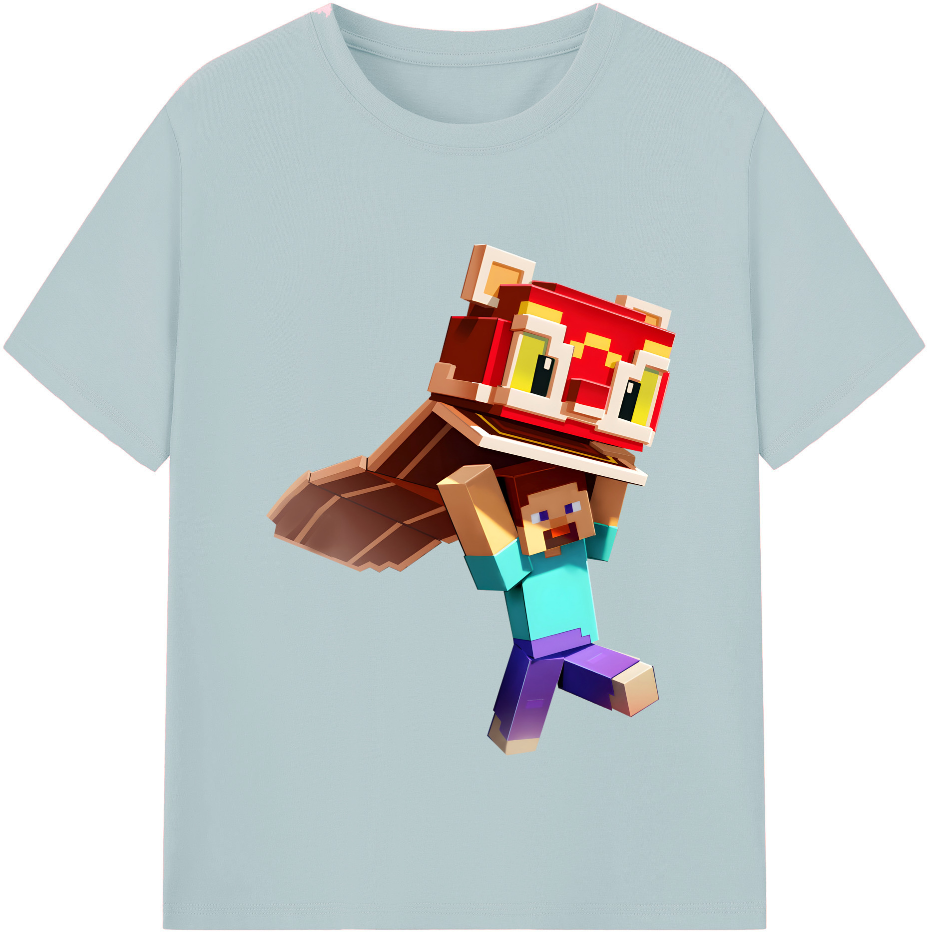 （画像用） マインクラフト ブロックの世界 Minecraft MC Block world 綿100％半袖Tシャツ（フロントプリント）